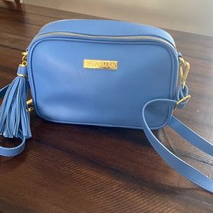 JOY & IMAN Blue Leather Crossbody NWOT
